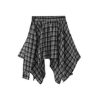 Retro contrasting plaid irregular skirt half length skirt