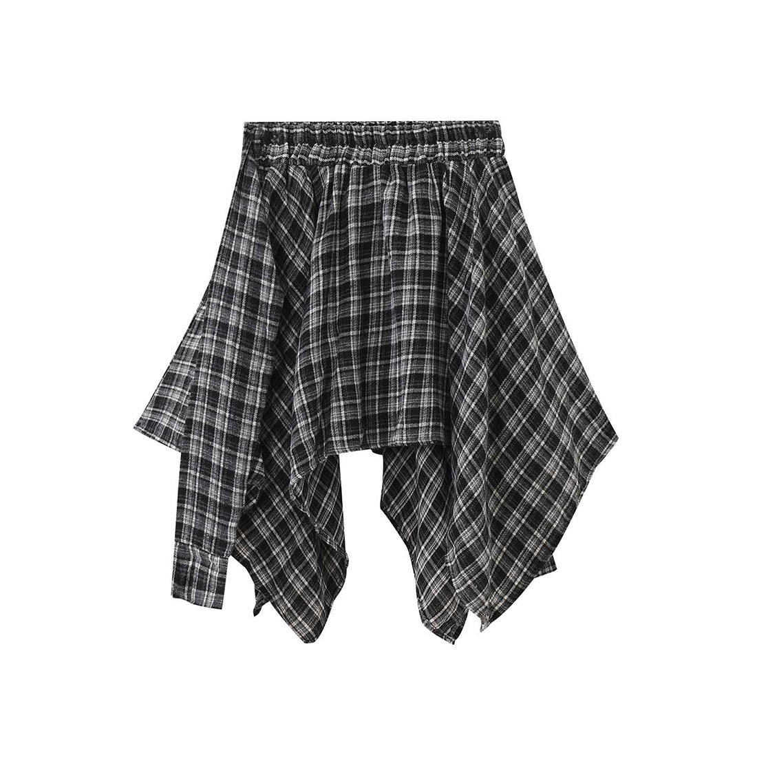 Retro contrasting plaid irregular skirt half length skirt