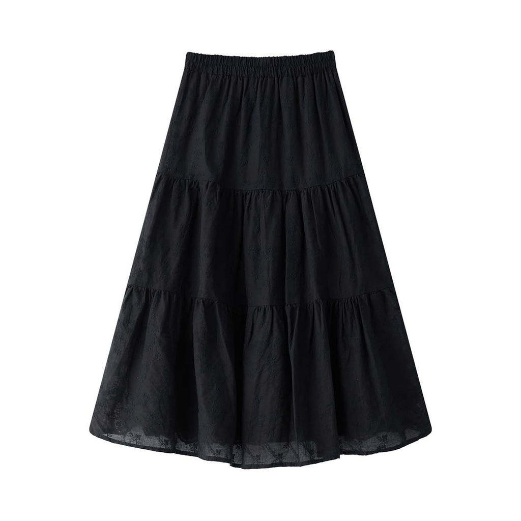 French retro patchwork floral lace skirt A-line long skirt