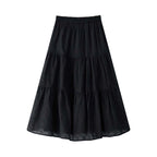 French retro patchwork floral lace skirt A-line long skirt
