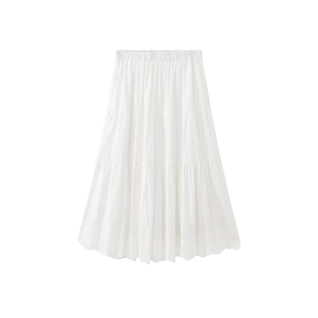 Bohemian floral hollow loose maxi skirt