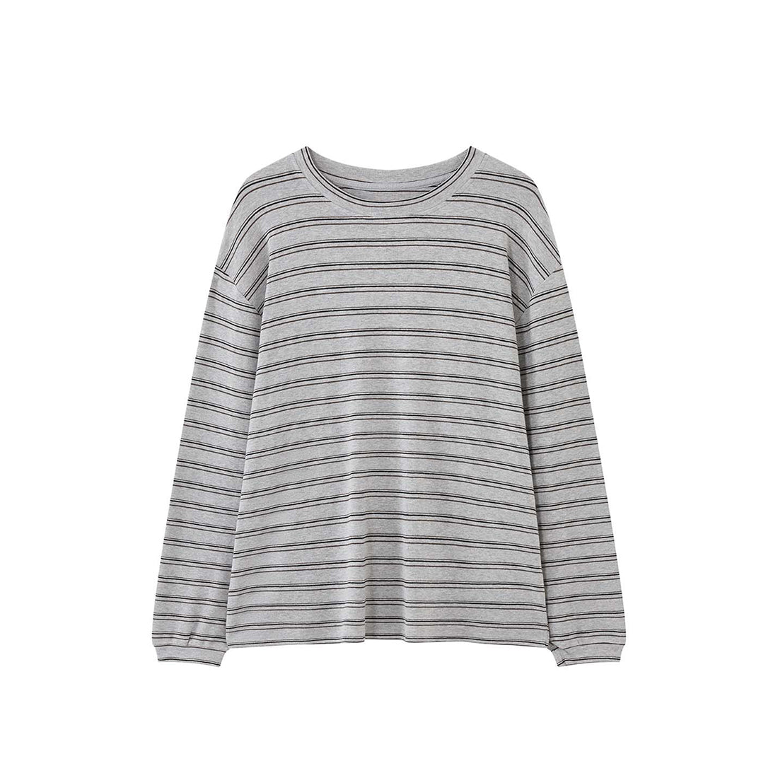 Retro minimalist round neck striped contrasting T-shirt top