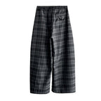 High waisted casual loose plaid wide leg pants