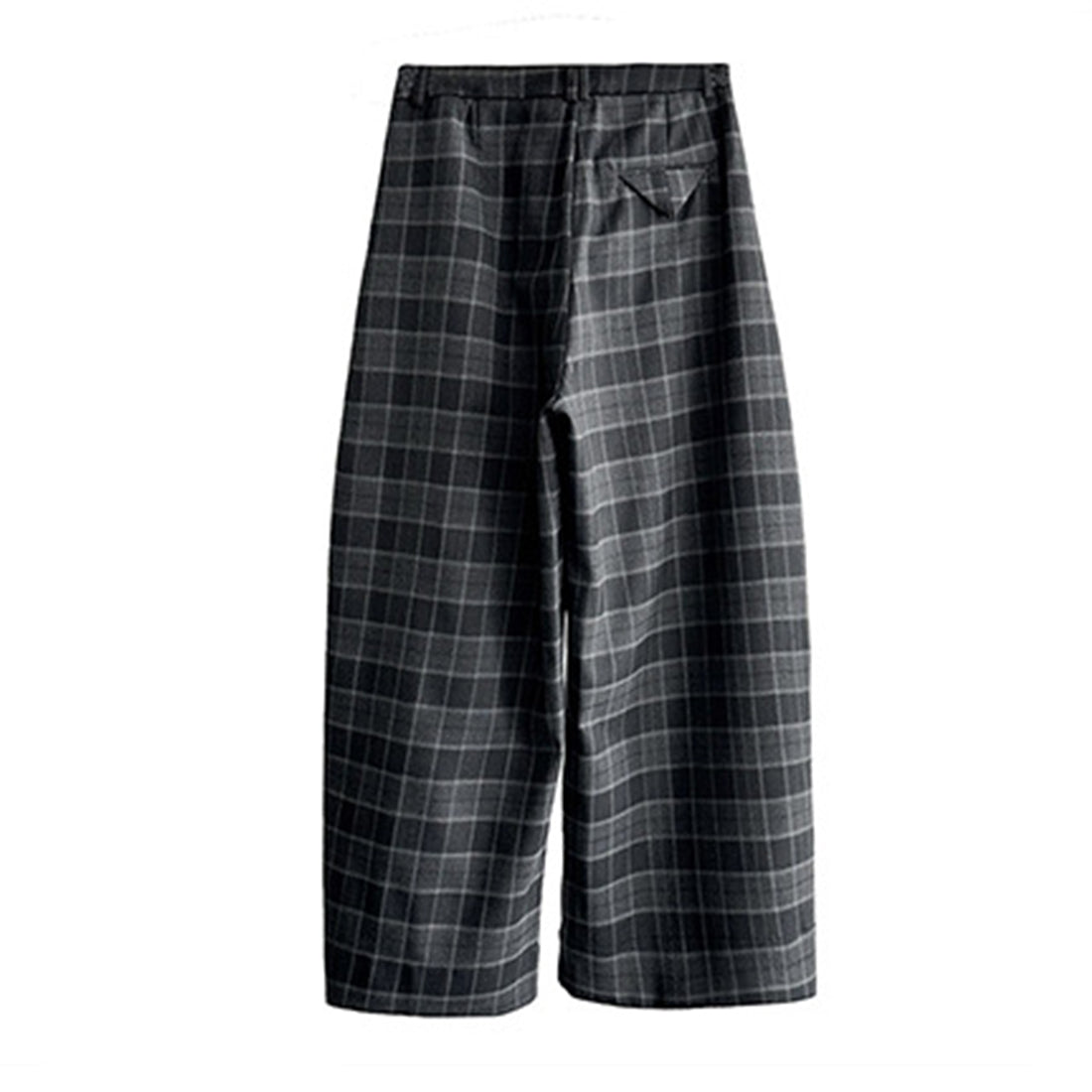 High waisted casual loose plaid wide leg pants