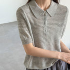 Women’s Half-Zip Hollow Knit Polo Top