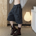 High Waist Wide Leg Denim Shorts with Raw Hem