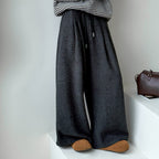 Retro loose casual straight leg wide leg pants