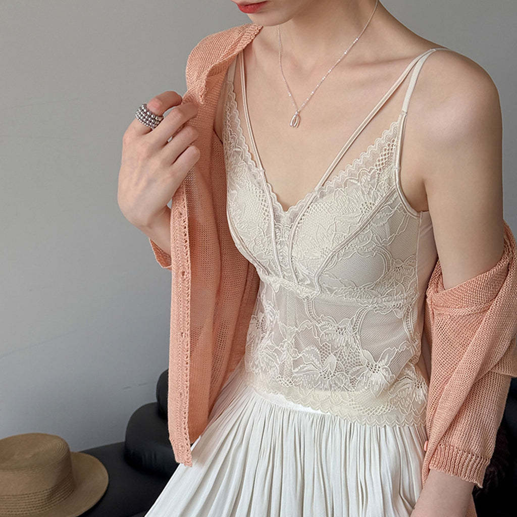 Women’s Lace Corset Camisole with Built-in Bra