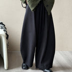 Retro high waist slimming wide leg casual curved knife pants