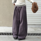 Retro high waisted pleated loose casual pants