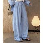High Waist Cotton Linen Wide Leg Pants with Drawstring