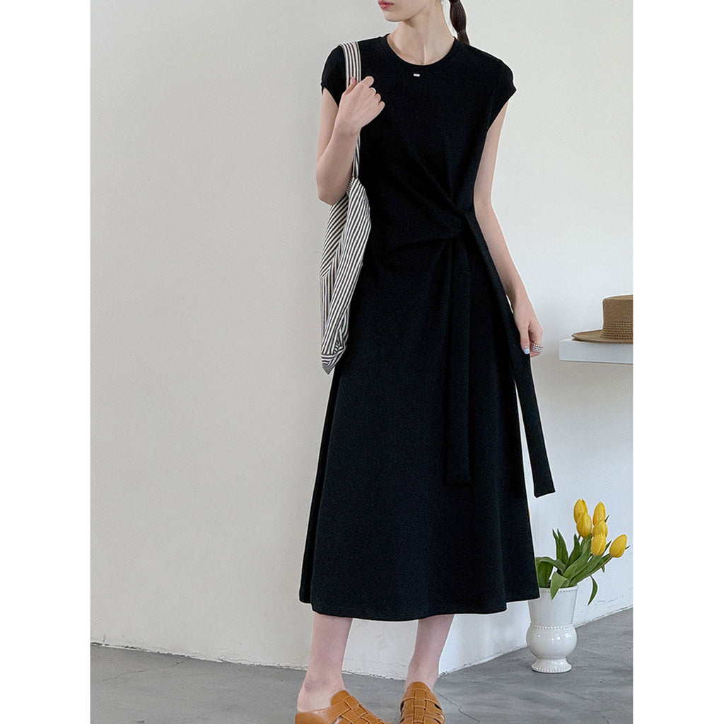 Women’s Knot-Waist Short-Sleeve Midi Dress