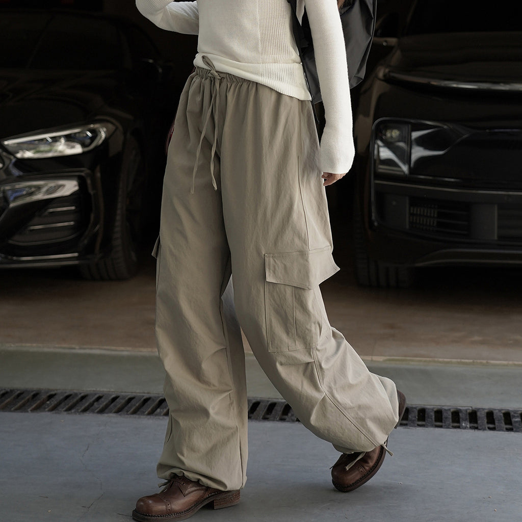 American street elastic drawstring cargo pants