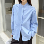 Wrinkled round neck long sleeved shirt