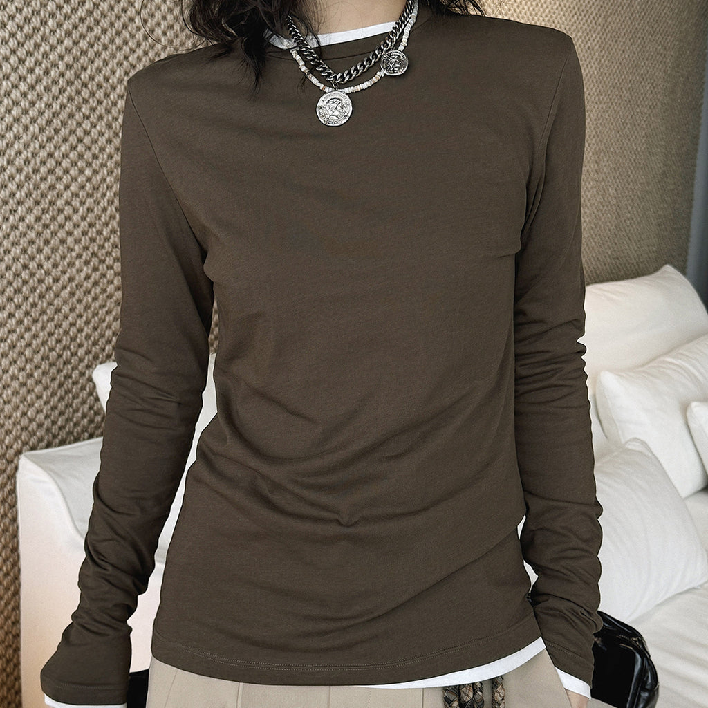Slim fit round neck long sleeve base layer top