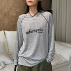 Striped contrasting letter printed T-shirt top