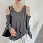 Women’s Off-Shoulder Knit Long-Sleeve Top