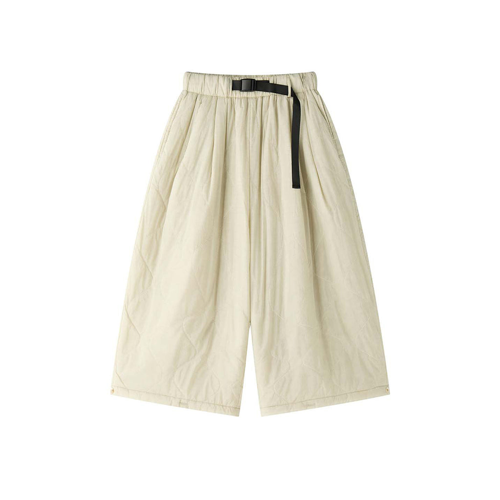 Simple elastic waistband clip cotton concealed grid casual loose pants