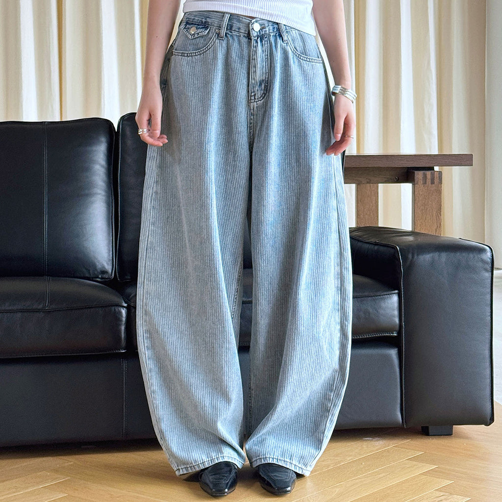 Retro high waisted back cross stitched jeans