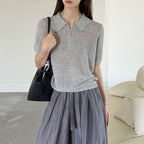 Women’s Half-Zip Hollow Knit Polo Top