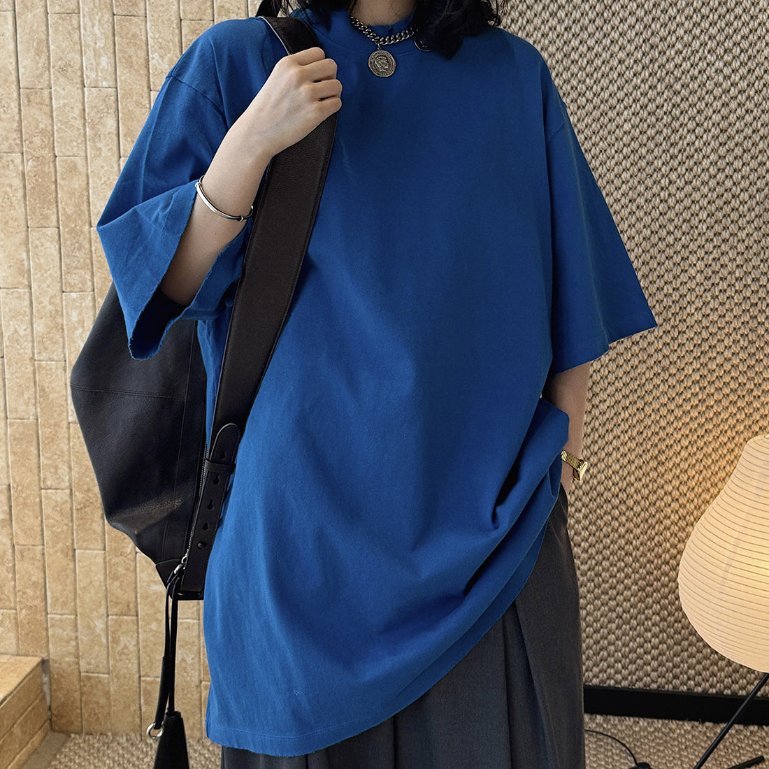 Loose fit round neck short sleeve oversized t shirt