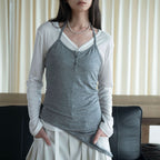 Thin strap hanging neck Tencel suspender top