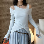 Women’s Asymmetric Cold Shoulder Long Sleeve Top