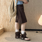 High Waist Loose Fit Denim Bermuda Shorts