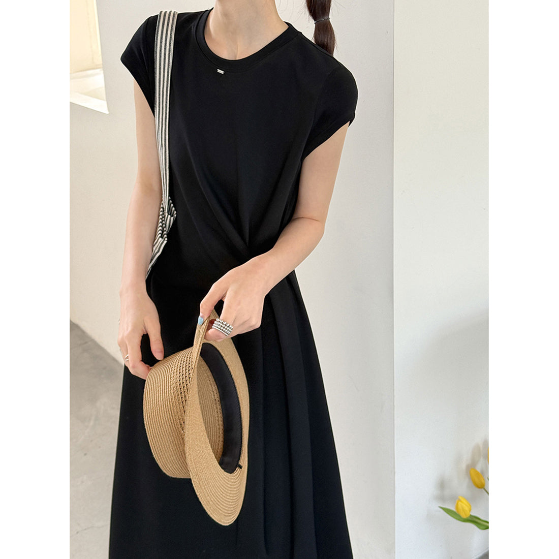 Women’s Knot-Waist Short-Sleeve Midi Dress