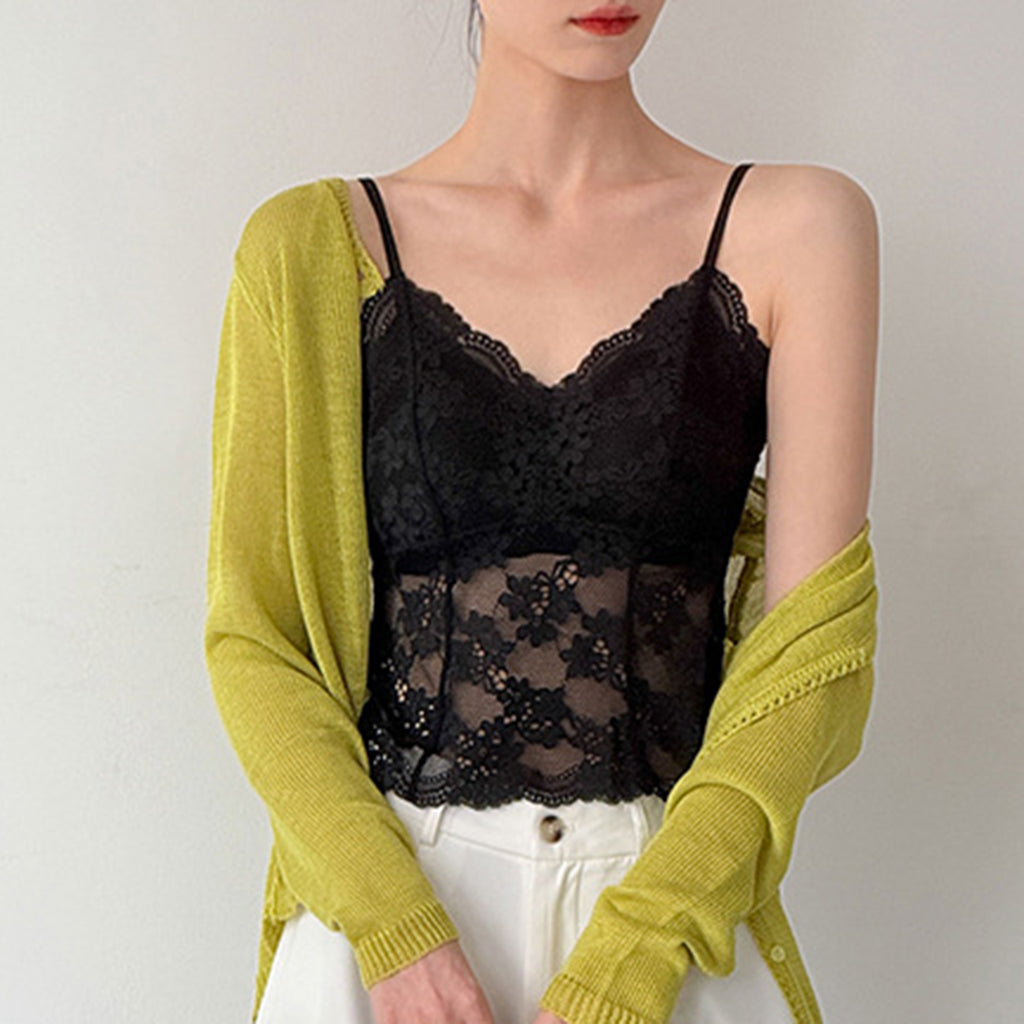 Women’s Floral Lace Camisole with Built-in Bra