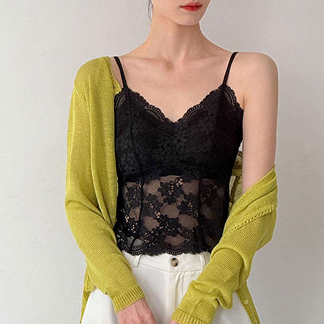 Women’s Floral Lace Camisole with Built-in Bra