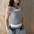 Layered slim fit tank top with stretch fabric and contrast trim