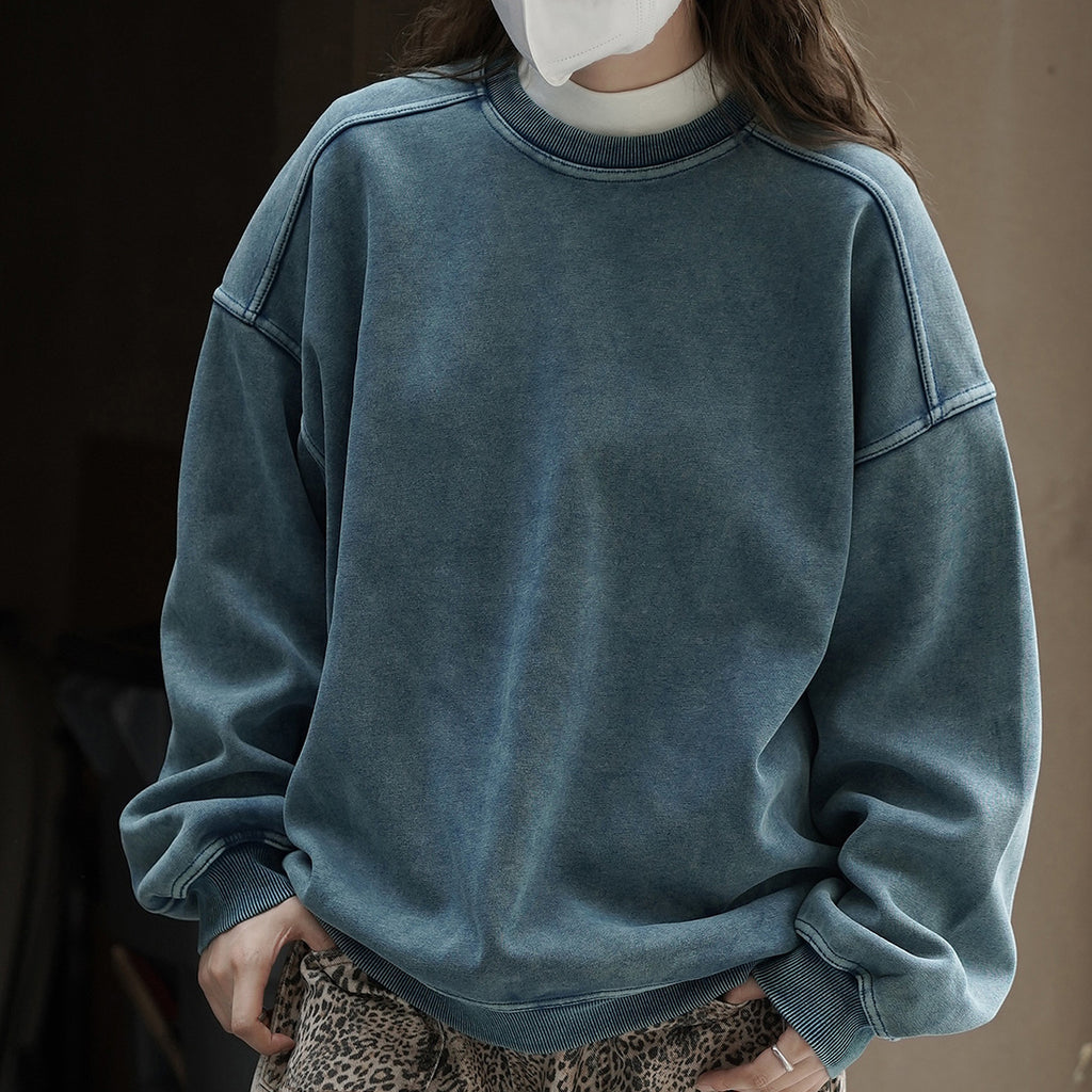 Simple brushed silhouette pullover loose and comfortable sweatshirt