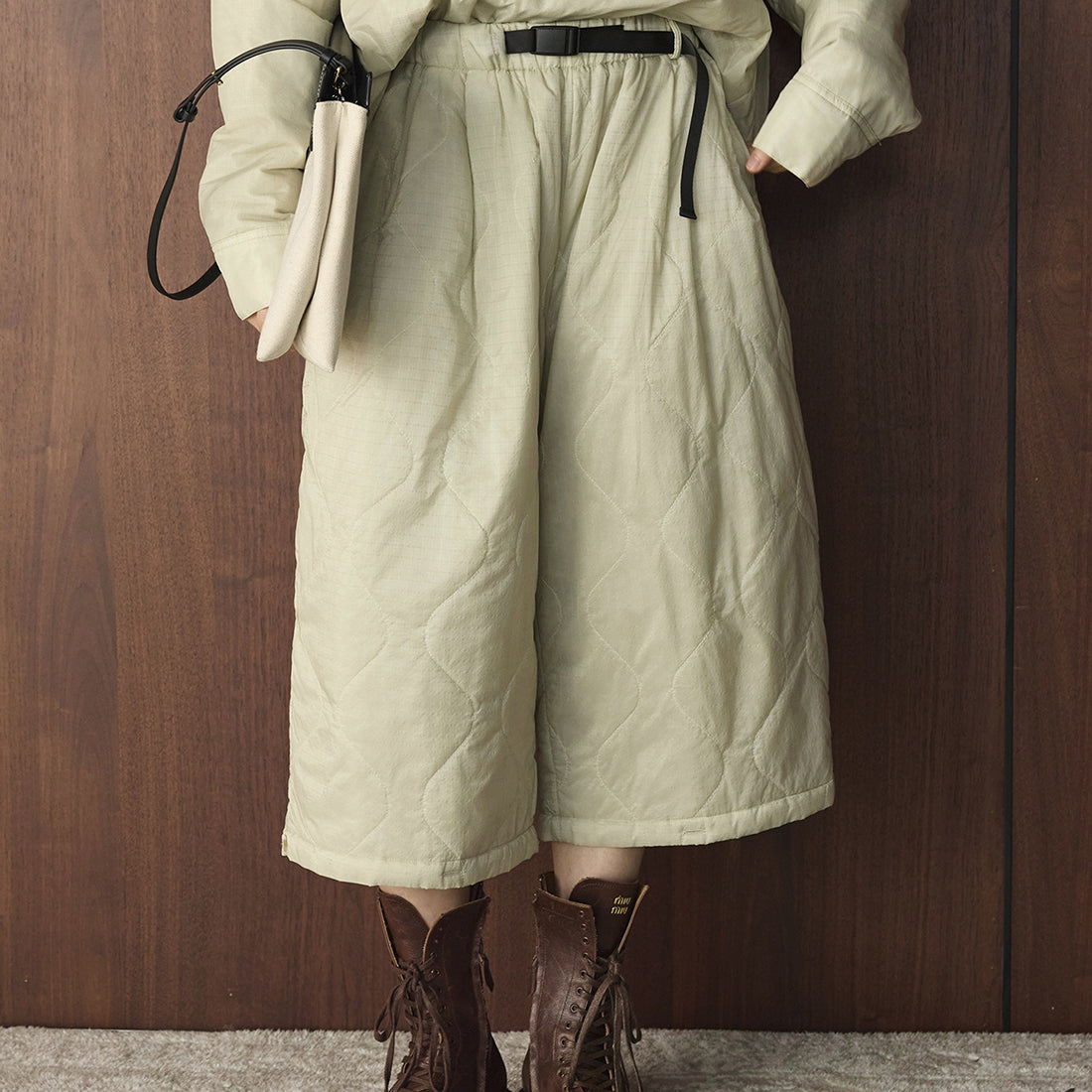 Simple elastic waistband clip cotton concealed grid casual loose pants