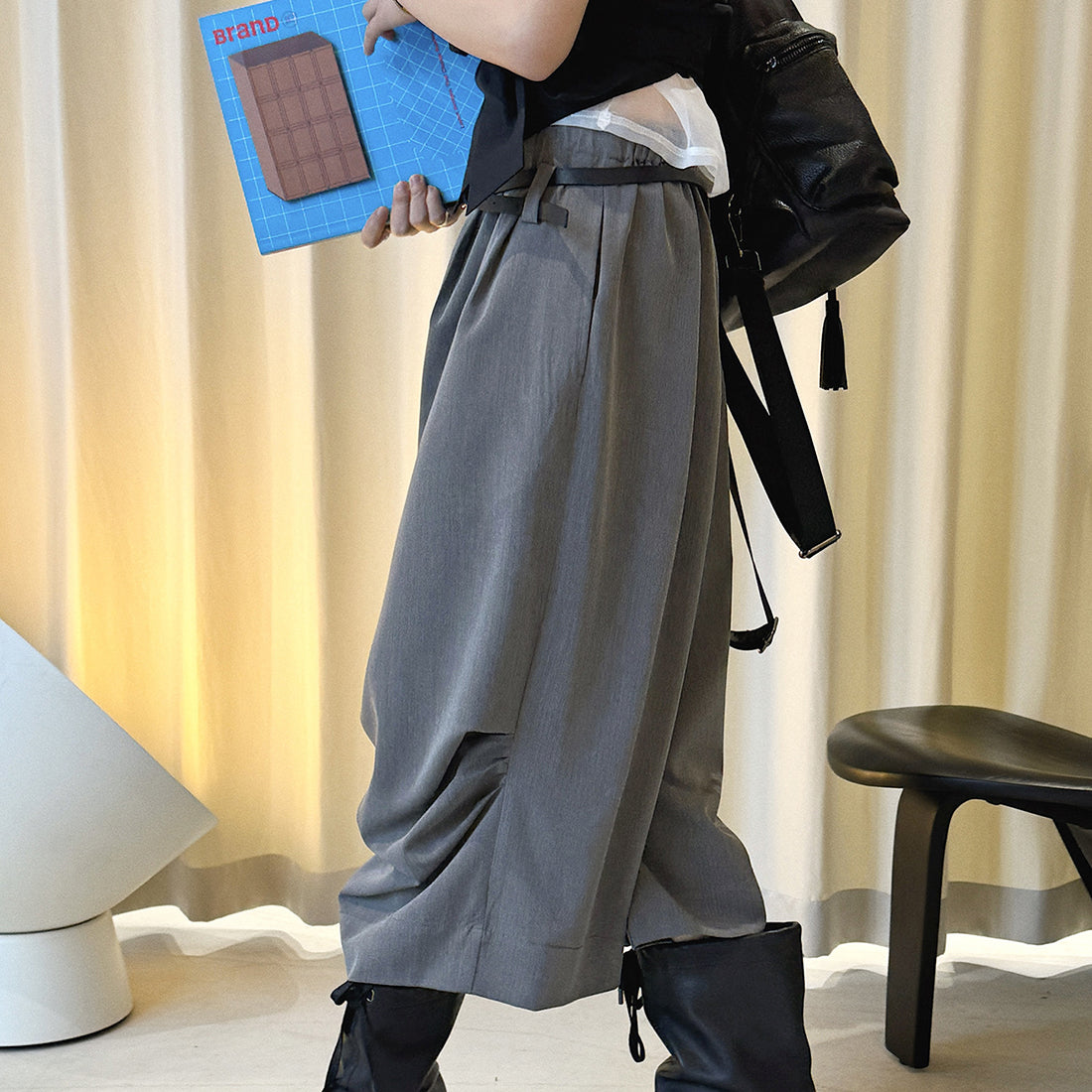 high waist wide leg pants lyocell cotton draped loose trousers casual pleated baggy pants