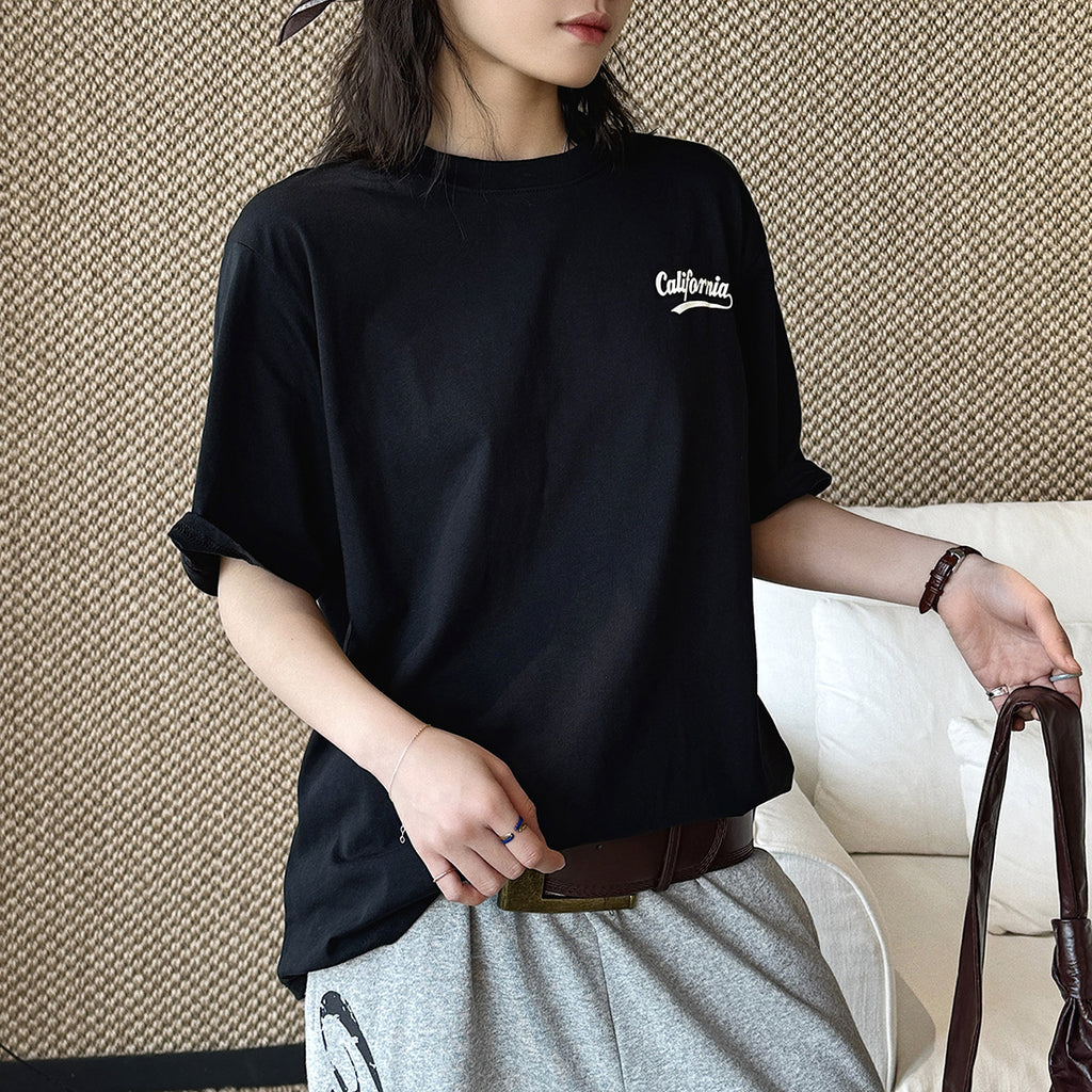 Women’s Oversized California Letter Print Cotton T-Shirt