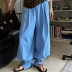 Loose fit high waist draped cuffed pants