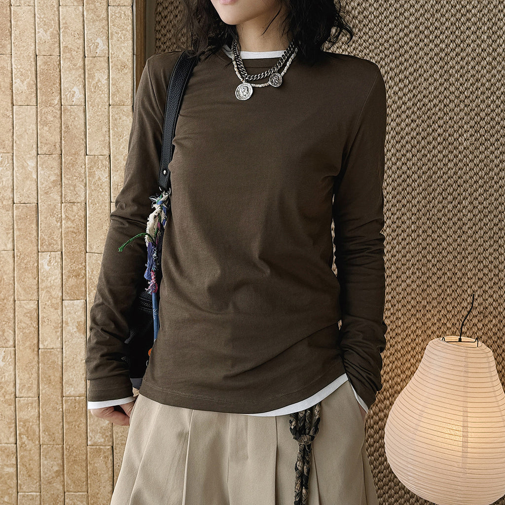 Slim fit round neck long sleeve base layer top