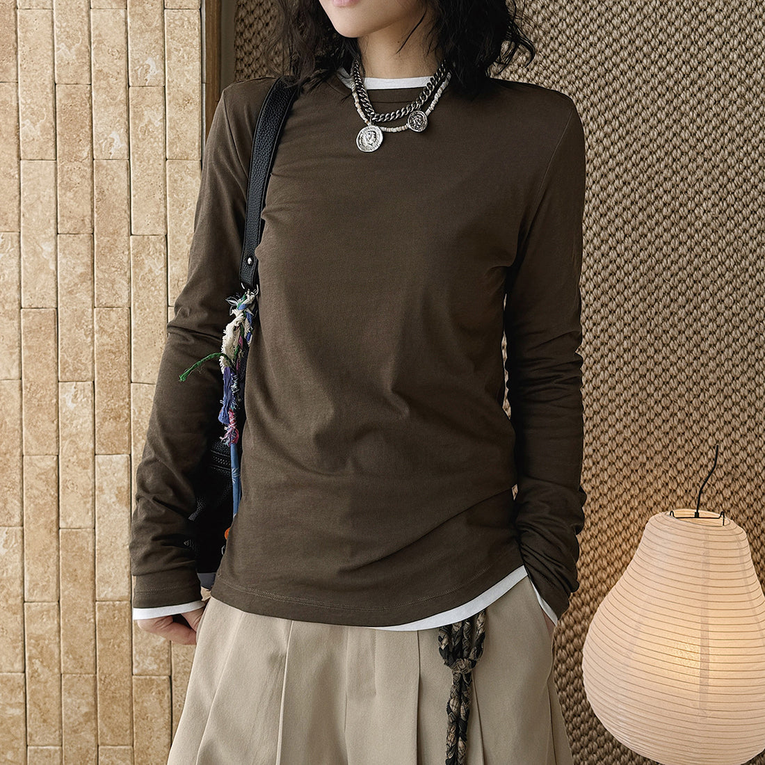 Slim fit round neck long sleeve base layer top