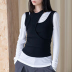 Fake two piece patchwork irregular vest tank top