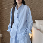 Cotton linen oversized shirt women breathable loose long sleeve casual blouse