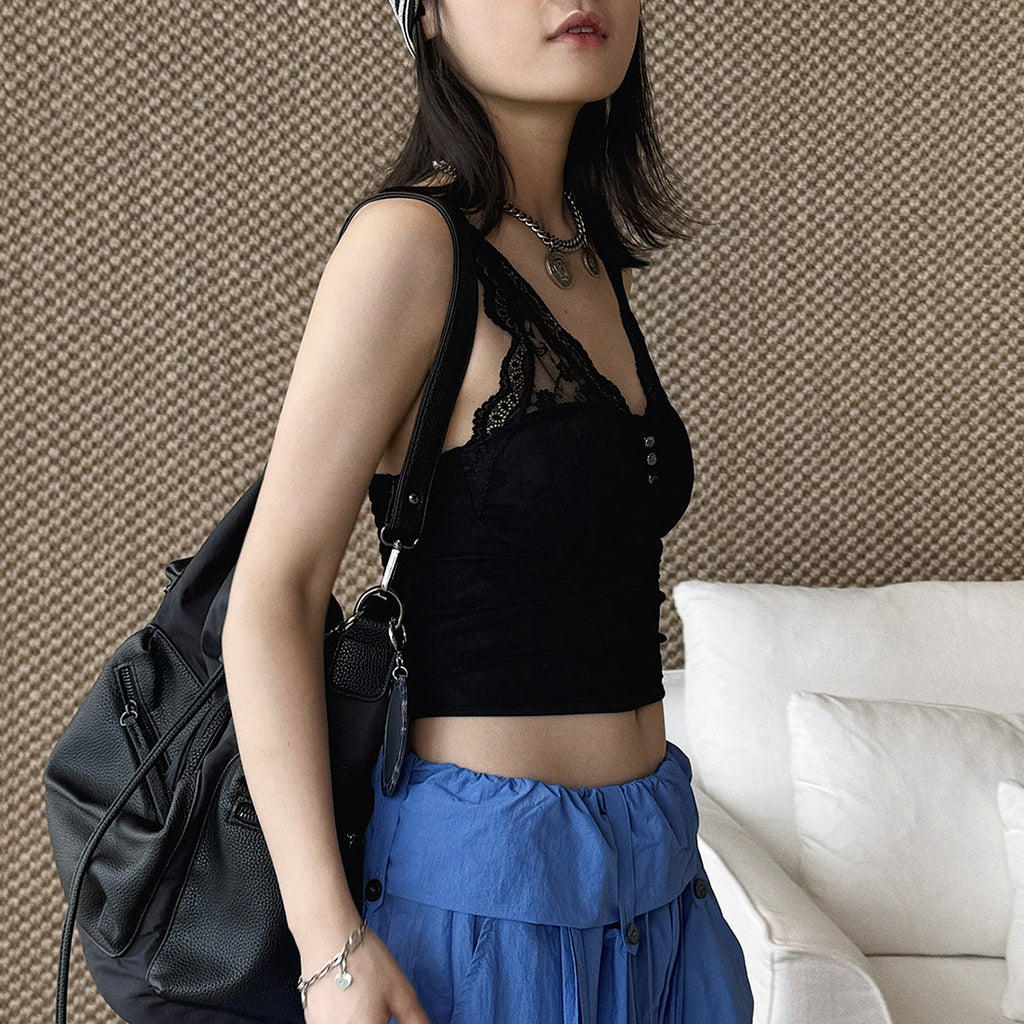 Women’s V-Neck Lace Camisole with Built-in Bra