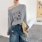 Women’s "Midnight" Star Print Off-Shoulder Long-Sleeve Top