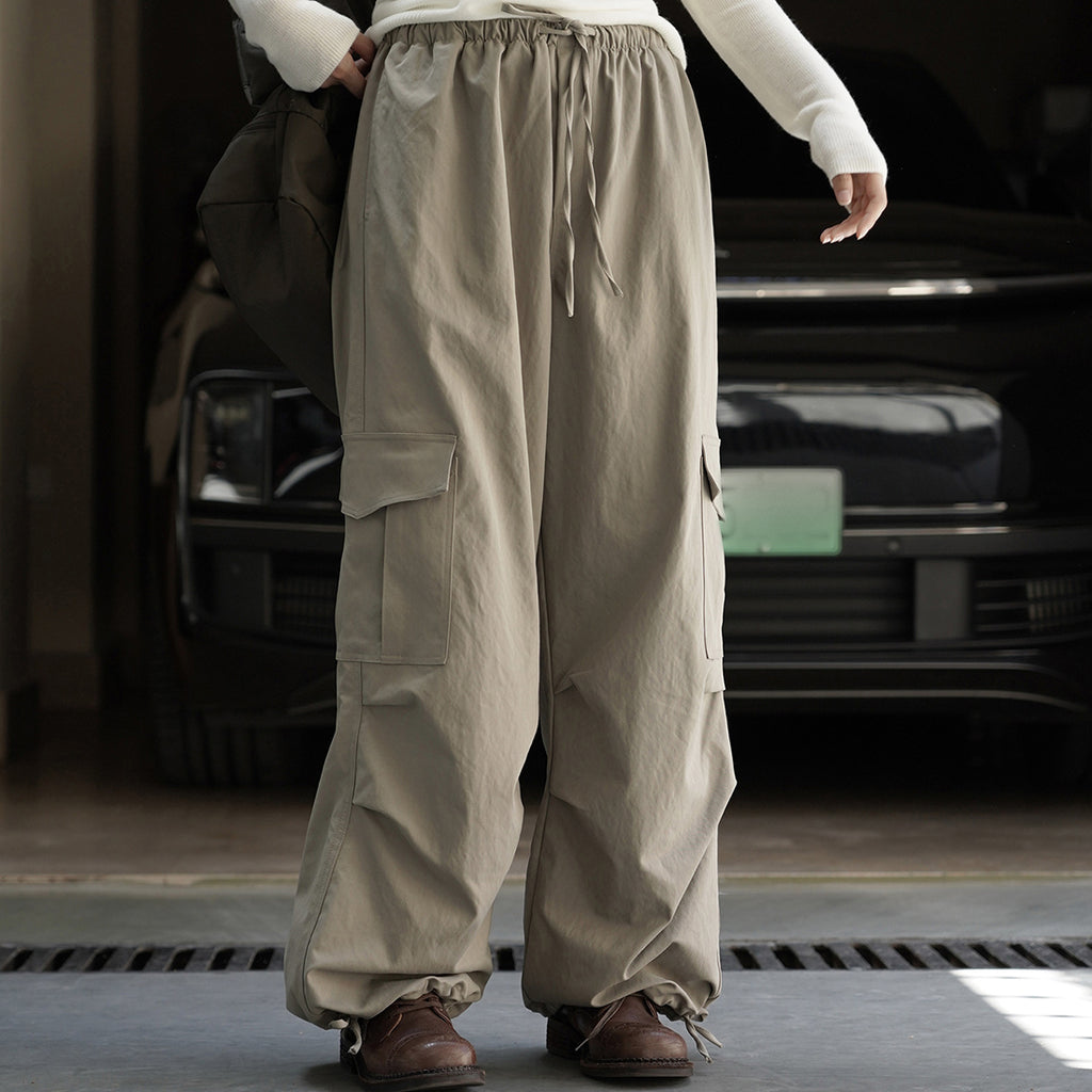 American street elastic drawstring cargo pants