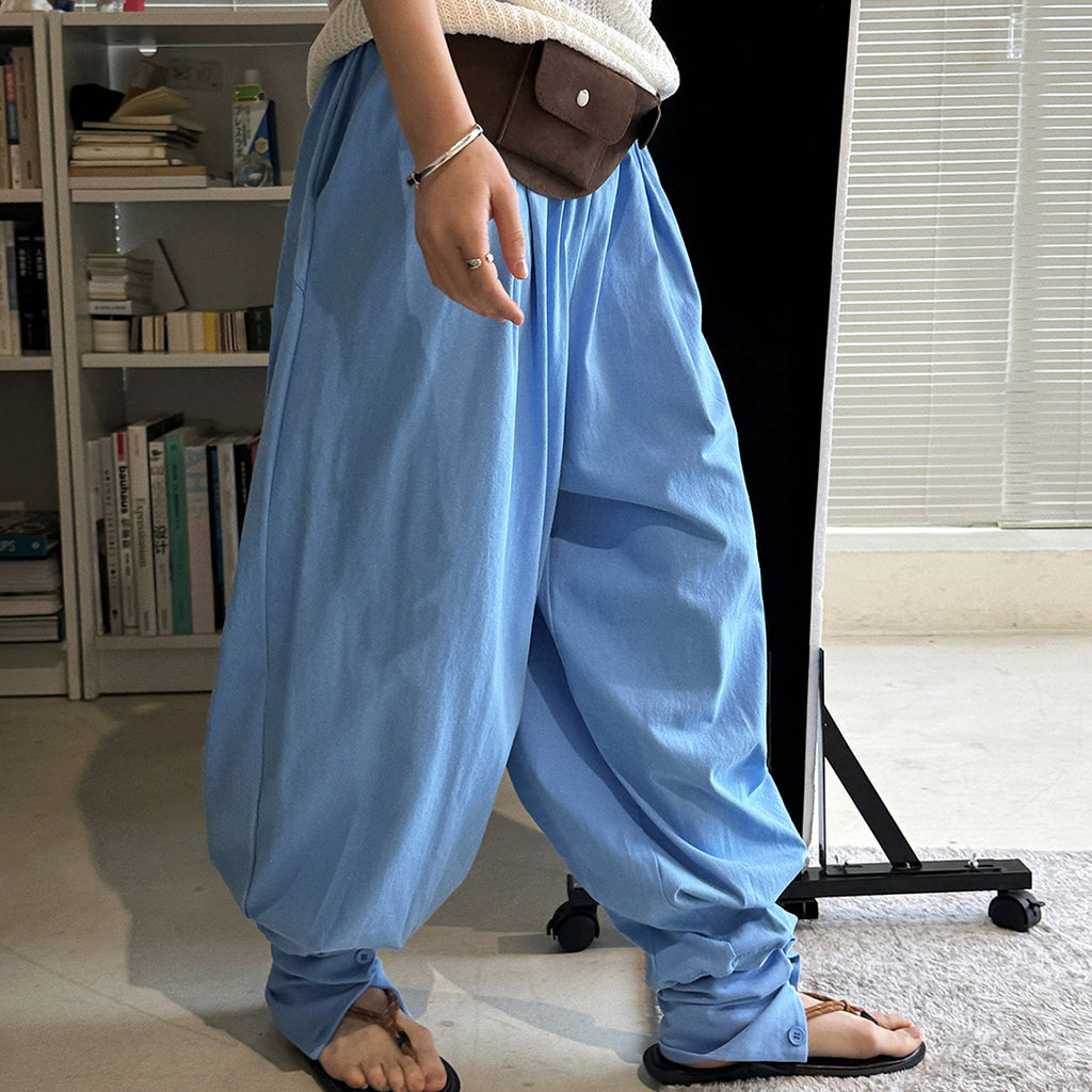 Loose fit high waist draped cuffed pants