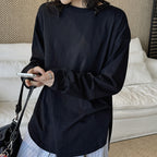 loose fit long sleeve t shirt basic cotton blend crew neck casual top