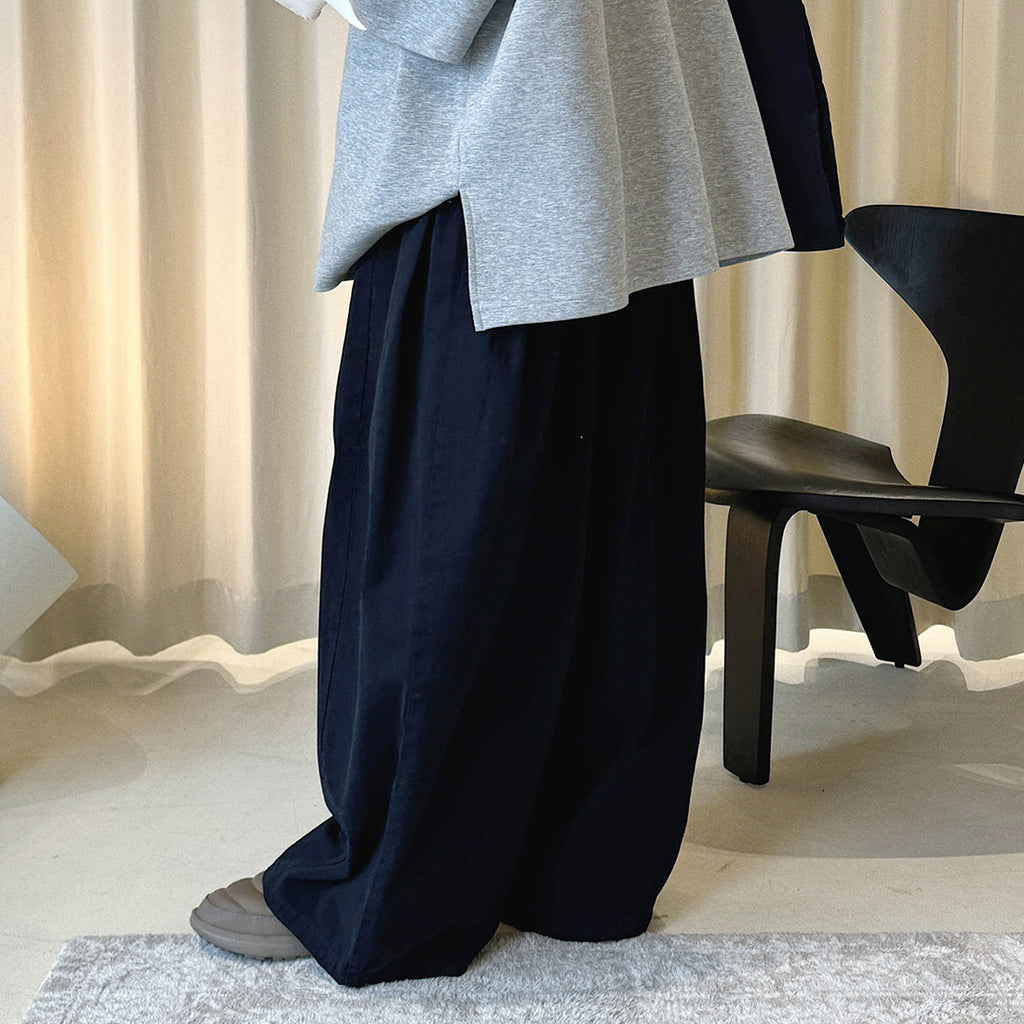 Retro washed casual slimming wide leg pants