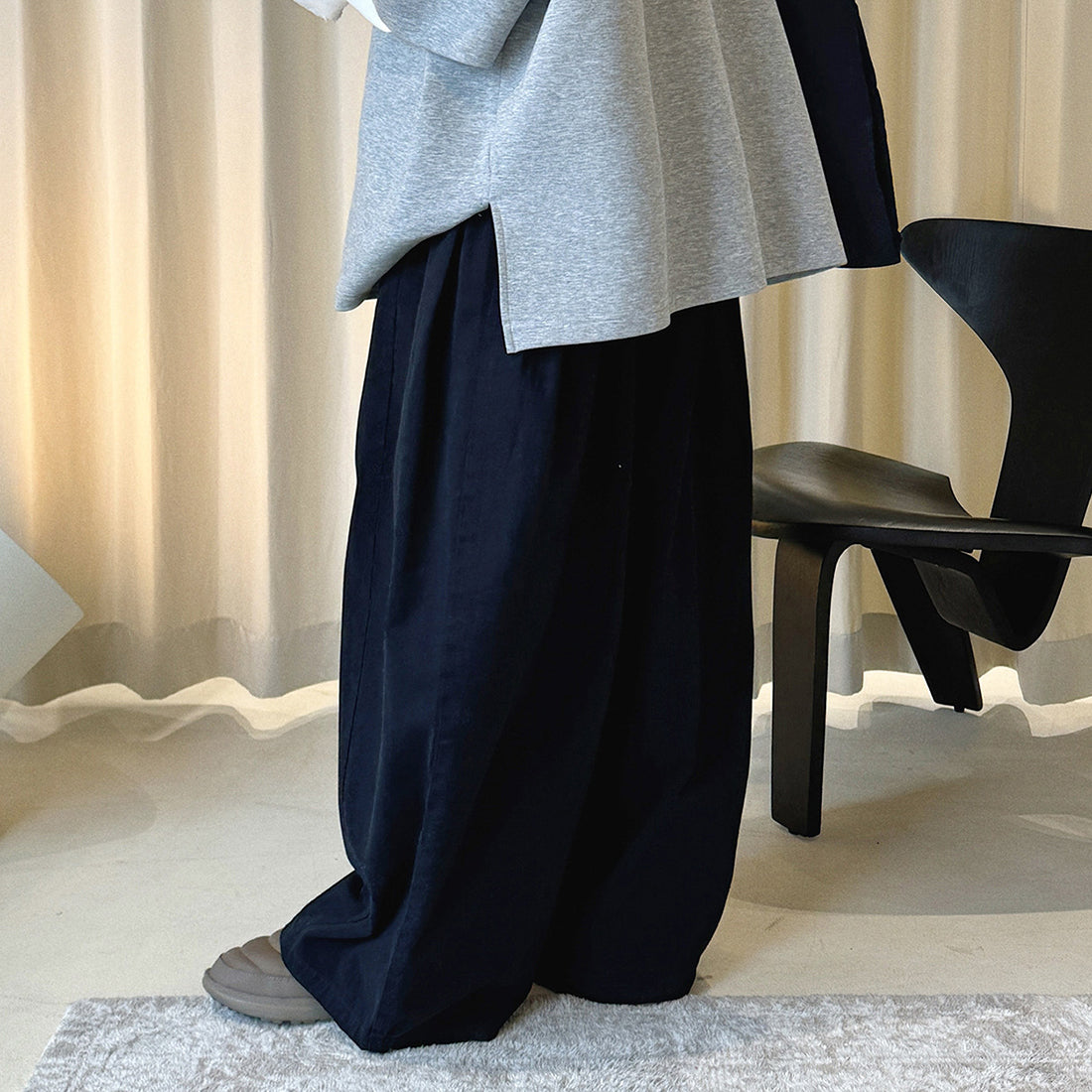 Retro washed casual slimming wide leg pants