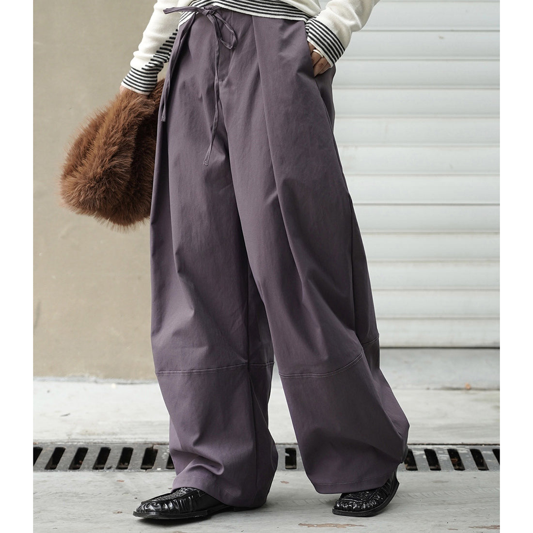 Retro high waisted pleated loose casual pants