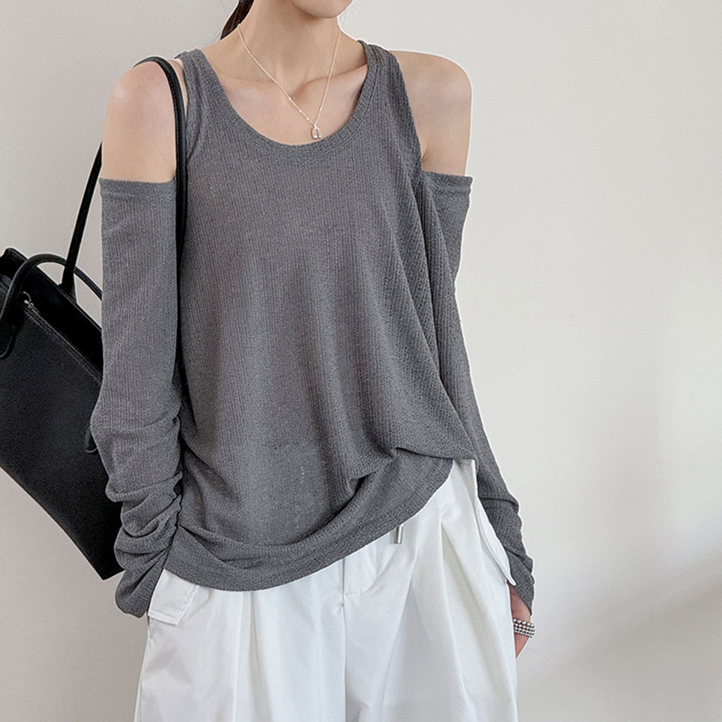 Women’s Off-Shoulder Knit Long-Sleeve Top